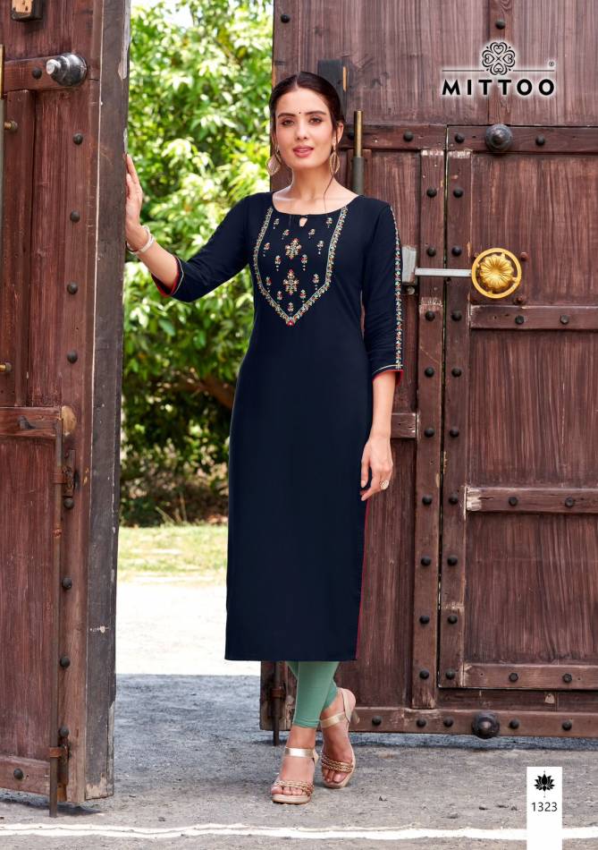 Palak Vol 38 By Mittoo Rayon Embroidery Kurtis Wholesale Shop In Surat
